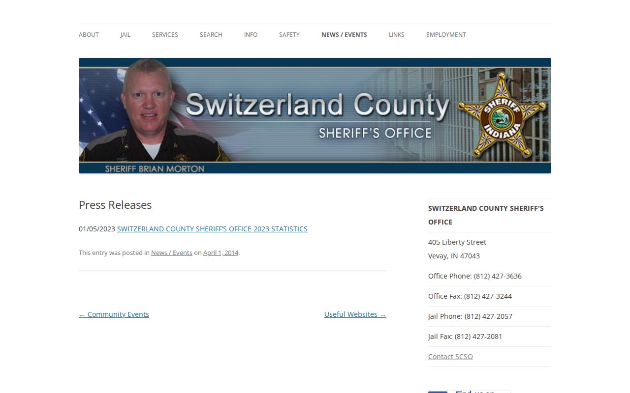 Switzerland County Sheriff official press releases page