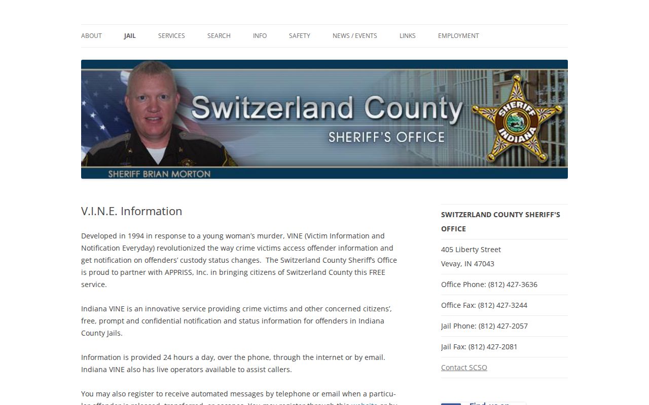 Switzerland County VINE custody notification information